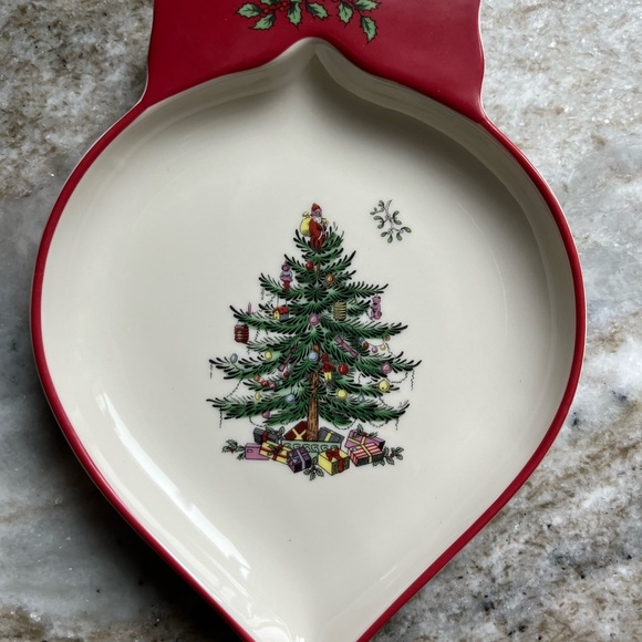 Spode christmas tree cake knife and candy/nut dish NEW - Picture 2 of 7